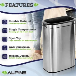 Recycling Station, 10.5 Gallon, Silver (ALP470-40L-R)<Alpine Industries New