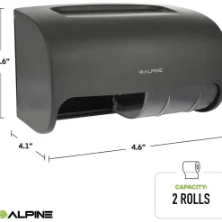 Side-by-Side Double Roll Toilet Tissue Dispenser, Gray, 2/Pack (452-GRY-2PK)<Alpine Industries Online