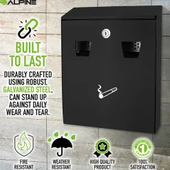 Stainless Steel Outdoor Cigarette Receptacle, 1 Gallon, Black (490-01-BLK)<Alpine Industries Discount