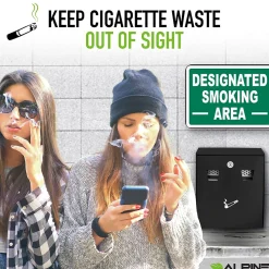 Stainless Steel Outdoor Cigarette Receptacle, 1 Gallon, Black (490-01-BLK)<Alpine Industries Discount