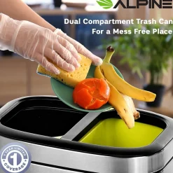 Stainless Steel Indoor Trash Can, 10.5 Gallon, Silver (470-R-40L)<Alpine Industries Discount