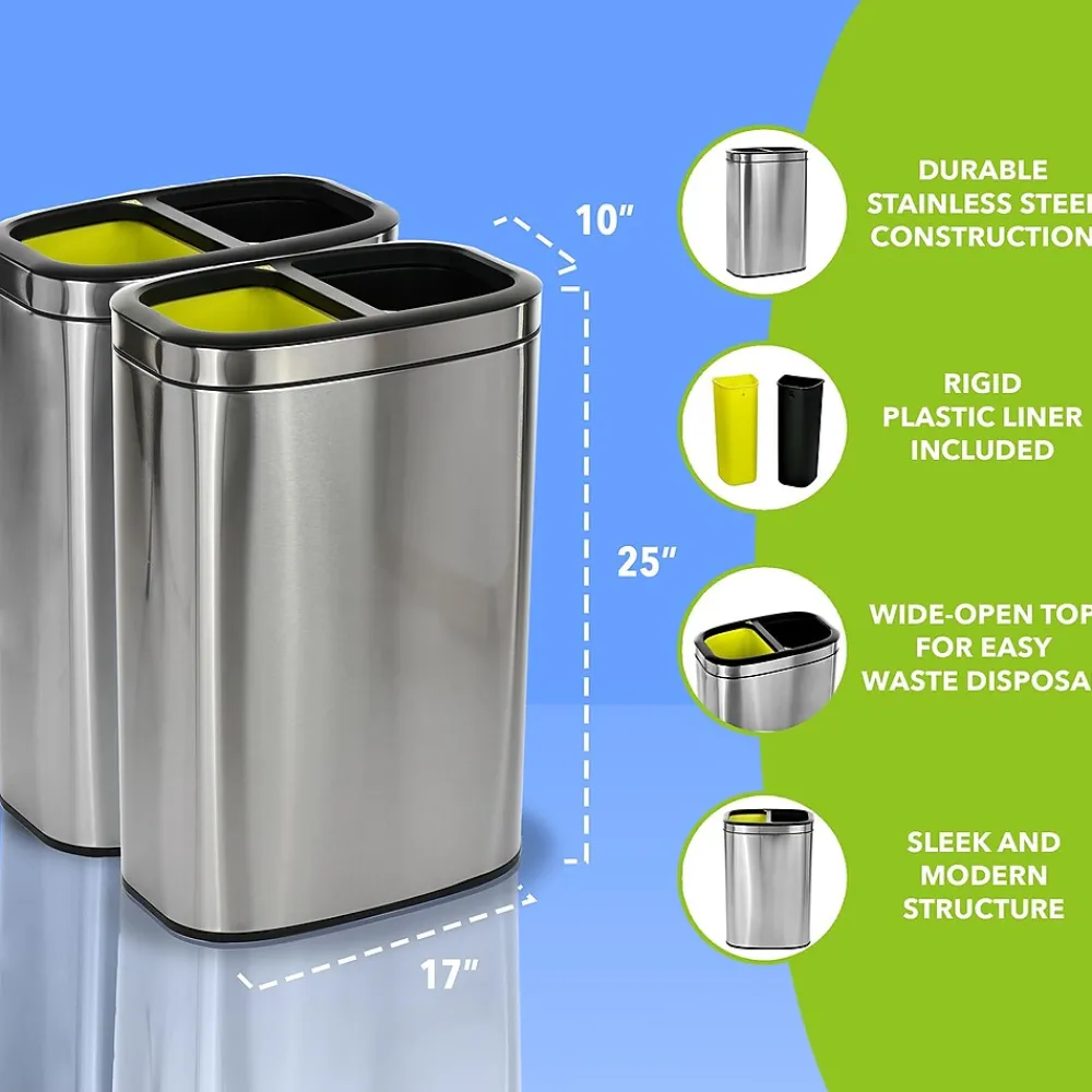 Stainless Steel Indoor Trash Can, 10.5 Gallon, Silver (470-R-40L)<Alpine Industries Discount