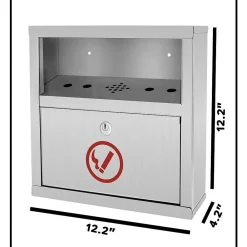 Stainless Steel Outdoor Cigarette Receptacle, 1 Gallon, Stainless Steel (490-02-SS)<Alpine Industries Hot