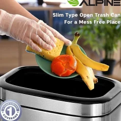 Stainless Steel Indoor Trash Can, 5.3 Gallon, Silver, 2/Pack (470-20L-2PK)<Alpine Industries New