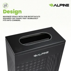 Stainless Steel Trash Can, 13 Gallon, Black (ALP438-13-BLK)<Alpine Industries New