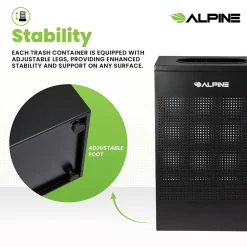 Stainless Steel Trash Can, 13 Gallon, Black (ALP438-13-BLK)<Alpine Industries New