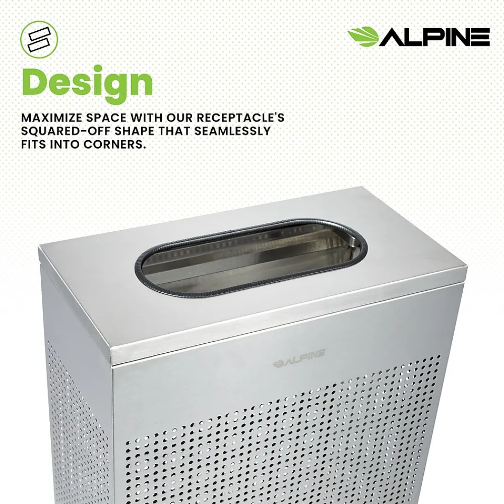 Stainless Steel Trash Can, 13 Gallon, Silver (ALP438-13-SS)<Alpine Industries Best