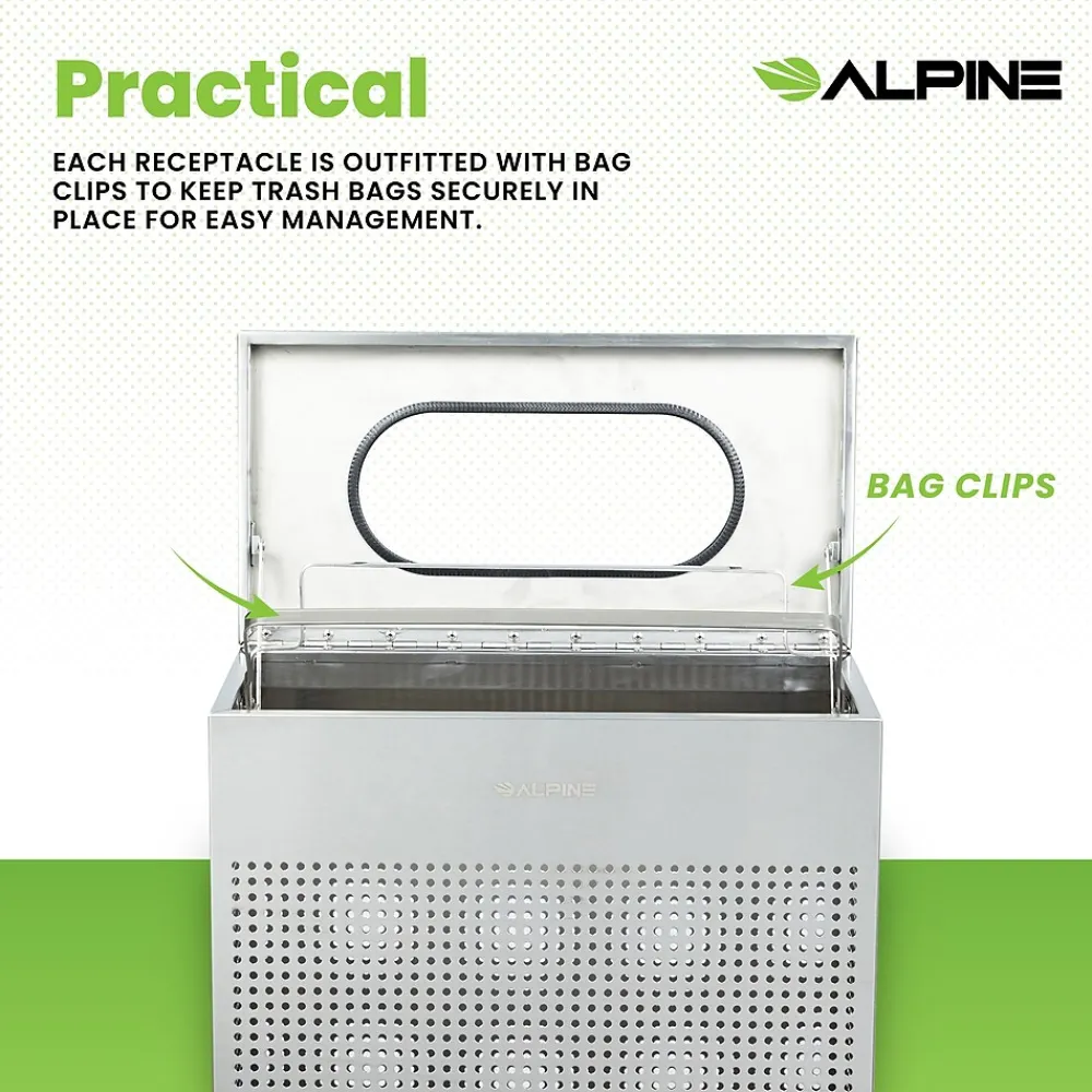 Stainless Steel Trash Can, 13 Gallon, Silver (ALP438-13-SS)<Alpine Industries Best