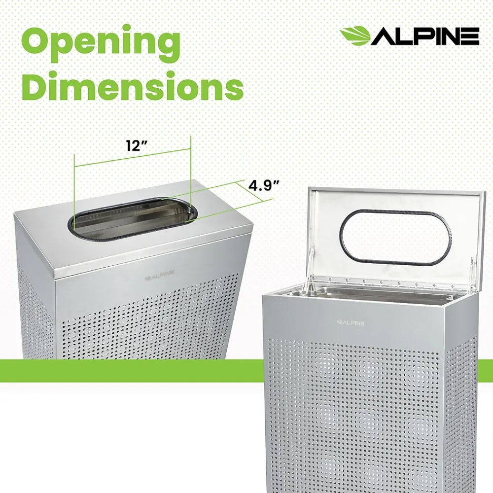 Stainless Steel Trash Can, 13 Gallon, Silver (ALP438-13-SS)<Alpine Industries Best