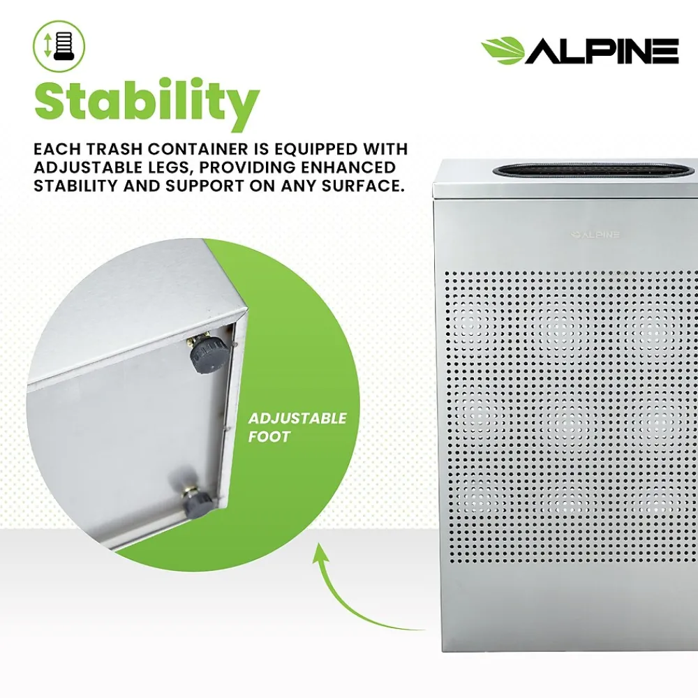 Stainless Steel Trash Can, 13 Gallon, Silver (ALP438-13-SS)<Alpine Industries Best
