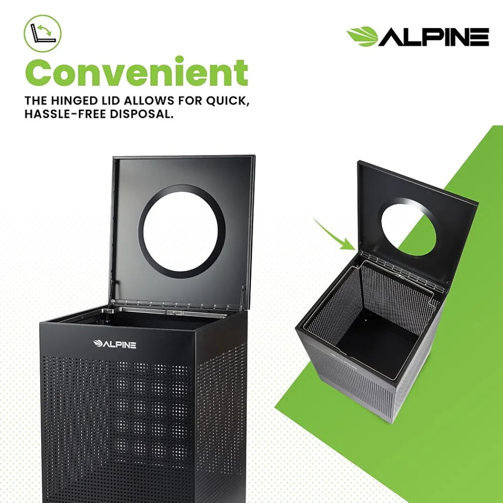 Stainless Steel Trash Can, 40 Gallon, Black (ALP438-40-BLK-MK)<Alpine Industries Hot