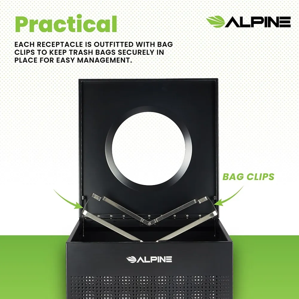 Stainless Steel Trash Can, 40 Gallon, Black (ALP438-40-BLK-MK)<Alpine Industries Hot