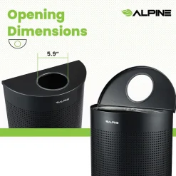 Stainless Steel Trash Can, 12 Gallon, Black (ALP438-12HR-BLK)<Alpine Industries