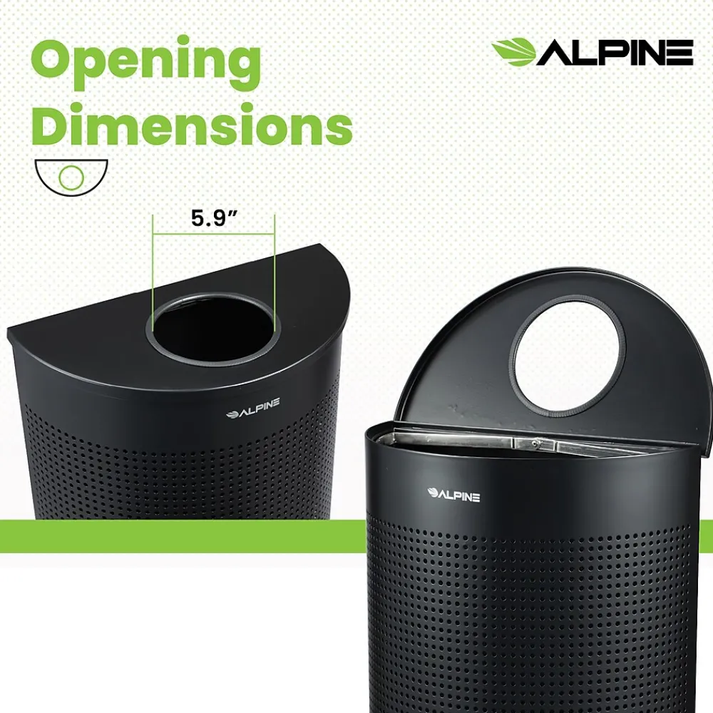 Stainless Steel Trash Can, 12 Gallon, Black (ALP438-12HR-BLK)<Alpine Industries
