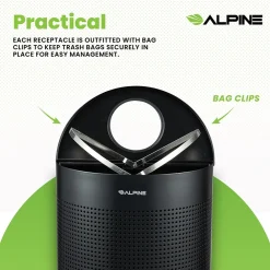 Stainless Steel Trash Can, 12 Gallon, Black (ALP438-12HR-BLK)<Alpine Industries