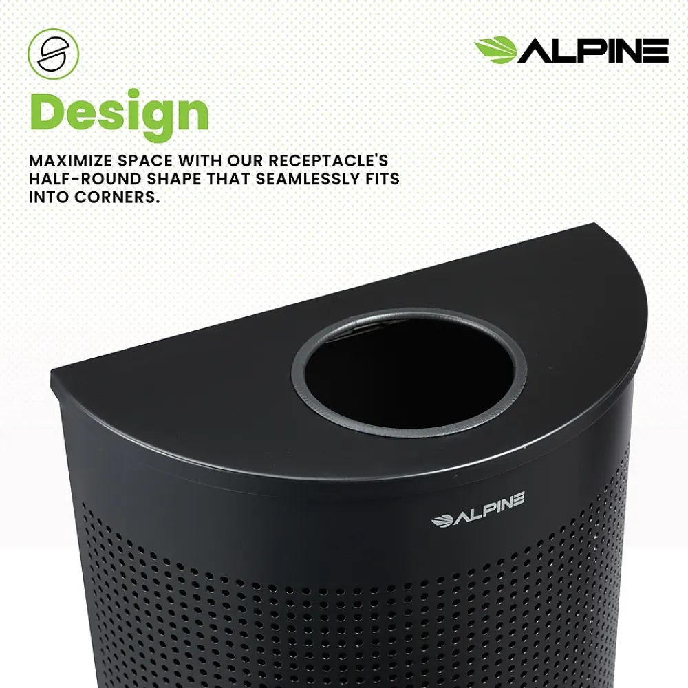 Stainless Steel Trash Can, 12 Gallon, Black (ALP438-12HR-BLK)<Alpine Industries