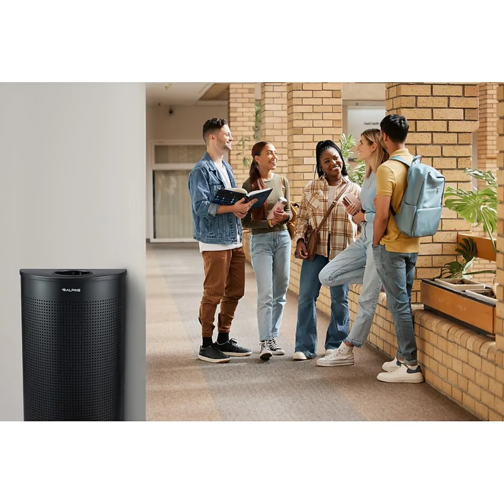 Stainless Steel Trash Can, 12 Gallon, Black (ALP438-12HR-BLK)<Alpine Industries