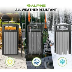 Steel Outdoor Trash Can with Dome Lid, 40 Gallon, (ALP471-40-WD-GRY)<Alpine Industries Discount