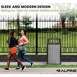 Steel Outdoor Trash Can with Dome Lid, 40 Gallon, (ALP471-40-WD-GRY)<Alpine Industries Discount