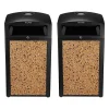 Steel Outdoor Trash Can with Covered Top and Open Sides, 40-Gallon, Black/Stone, 2/Pack (ALP472-40-STO-2PK)<Alpine Industries Best