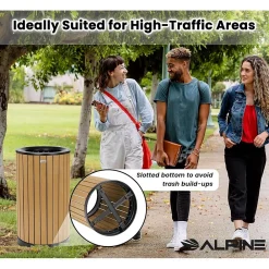 Steel Outdoor Trash Can with Open Lid, 32 Gallon, Cedar/Black (ALP4400-01-CD)<Alpine Industries