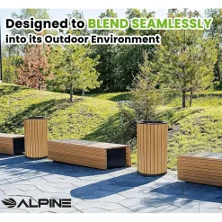 Steel Outdoor Trash Can with Open Lid, 32 Gallon, Cedar/Black (ALP4400-01-CD)<Alpine Industries