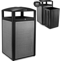 Steel Outdoor Commercial Trash Can with Ashtray Dome Lid, 40-Gallon, Silver, 2/Pack (ALP472-40-SIL-2PK)<Alpine Industries Discount