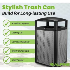 Steel Outdoor Commercial Trash Can with Ashtray Dome Lid, 40-Gallon, Silver, 2/Pack (ALP472-40-SIL-2PK)<Alpine Industries Discount