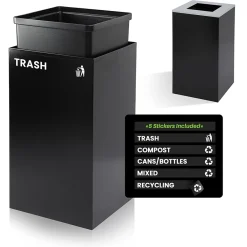 Steel Trash Can with Lid, 29-Gallon, Black (ALP4450-KIT-BLK-S-TR)<Alpine Industries Discount