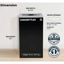 Steel Trash Can with Lid, 29-Gallon, Black (ALP4450-KIT-BLK-S-TR)<Alpine Industries Discount