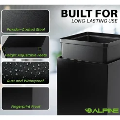 Steel Trash Can with Lid, 29-Gallon, Black (ALP4450-KIT-BLK-S-TR)<Alpine Industries Discount