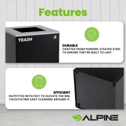 Steel Trash Can with Lid, 29-Gallon, Black (ALP4450-KIT-BLK-S-TR)<Alpine Industries Discount