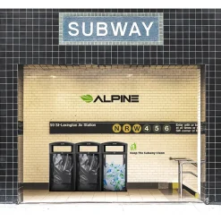 Steel/PC Outdoor Trash Can with Dome Lid, 40 Gallon, Clear (471-40-CLR)<Alpine Industries New