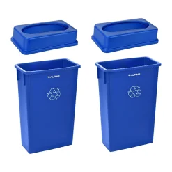 Trash Can with Slotted Lid, 23-Gallon, Blue, 2/Pack (ALP477-R-BLU-PKG1-2)<Alpine Industries Best