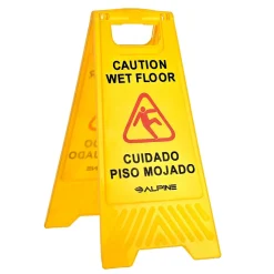 Alpine Industries Wet Floor Sign, 24"H, Yellow, 5/Pack (499-5pk)