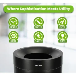 Alpine Stainless Steel Trash Can, 50-Gallon, Matte Black (ALP475-50-BLK)<Alpine Industries Hot