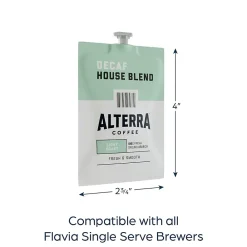 Alterra House Blend Decaf Coffee Flavia Pods, Light Roast, 100/Carton (MDRA187)