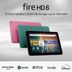 Fire HD, 12th Generation, 8" Tablet, WiFi, 32GB, Fire OS, Black (53-035893)<Amazon Clearance