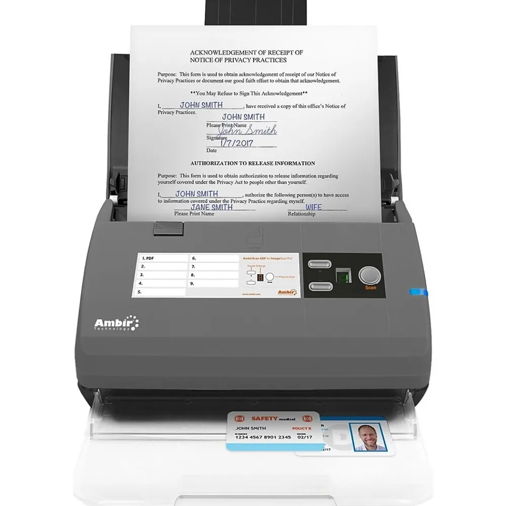 Ambir ImageScan Pro 820ix Sheetfed Desktop Scanner , Gray