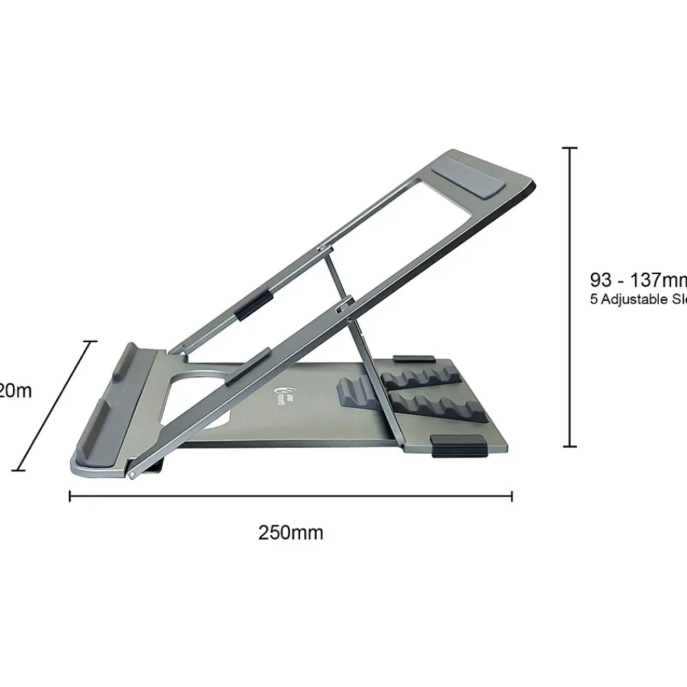 10" x 6" Aluminum Folding Laptop Stand for 15.6" Laptops, Silver (AMRNS01DG)<Amer