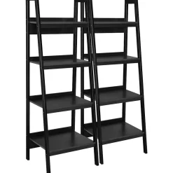 Bookcases*DHP Ameriwood Home Lawrence 60"H 4-Shelf Ladder Bookcase Bundle, Black (9482096)