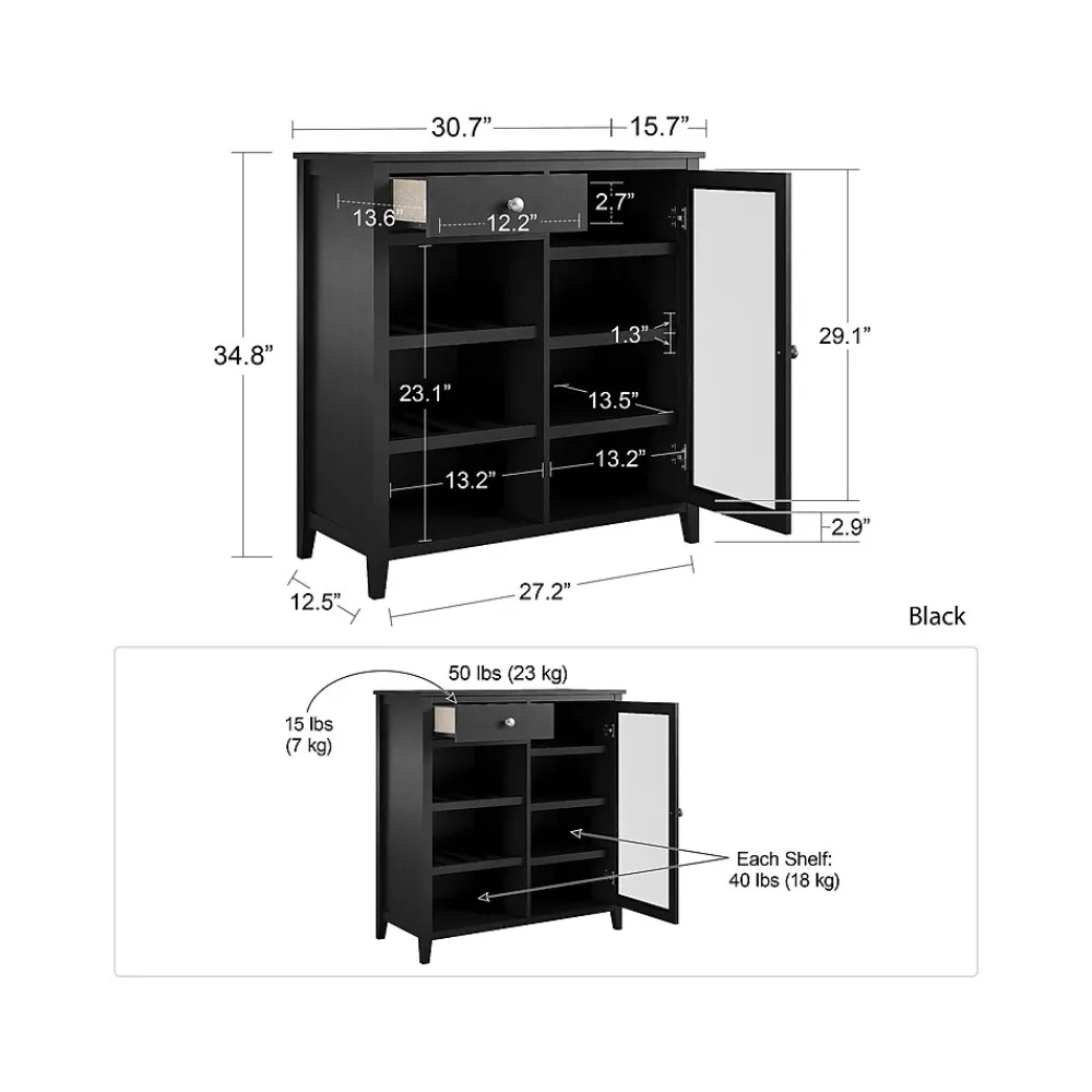Storage Cabinets*Ameriwood Tuxedo 34.9" Bar Cabinet with 7 Shelves, Black (3969872COM)
