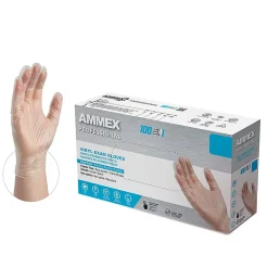 Professional VPF Powder Free Vinyl Exam Gloves, Latex Free, Clear, Medium, 100/Box, 10 Boxes/Carton (VPF64100-CC)<Ammex Sale