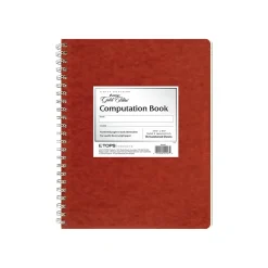 Notebooks|Ampad Computation Book, 9.37" x 11.75", Quad Ruled, Red, 76 Sheets/Pad (TOP 22-157)