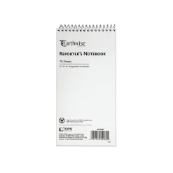 Notepads|Ampad Earthwise Reporter's Notepads, 4" x 8", Gregg Ruled, White, 70 Sheets/Pad, 12 Pads/Pack (TOP25-280R)