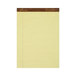 Notepads|Ampad Gold Fibre Notepads, 8.5" x 11.75", Narrow Ruled, Canary, 50 Sheets/Pad, 12 Pads/Pack (TOP 20-022)