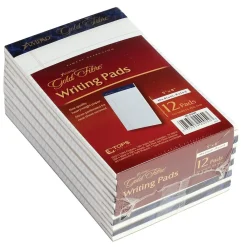 Notepads|Ampad Gold Fibre Notepads, 5" x 8", College Ruled, White, 50 Sheets/Pad, 12 Pads/Pack (20054)