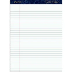 Notepads|Ampad Gold Fibre Notepads, 8.5" x 11.75", Wide Ruled, White, 50 Sheets/Pad, 4 Pads/Pack (TOP20-031R)
