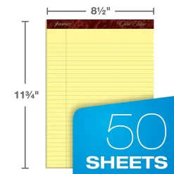 Notepads|Ampad Gold Fibre Notepads, 8.5" x 11.75", Wide Ruled, Canary, 50 Sheets/Pad, 4 Pads/Pack (TOP20-032R)