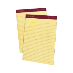 Notepads|Ampad Gold Fibre Notepads, 8.5" x 11.75", Legal Rule, Canary, 50 Sheets/Pad, 12 Pads/Pk (TOP 20-020R)